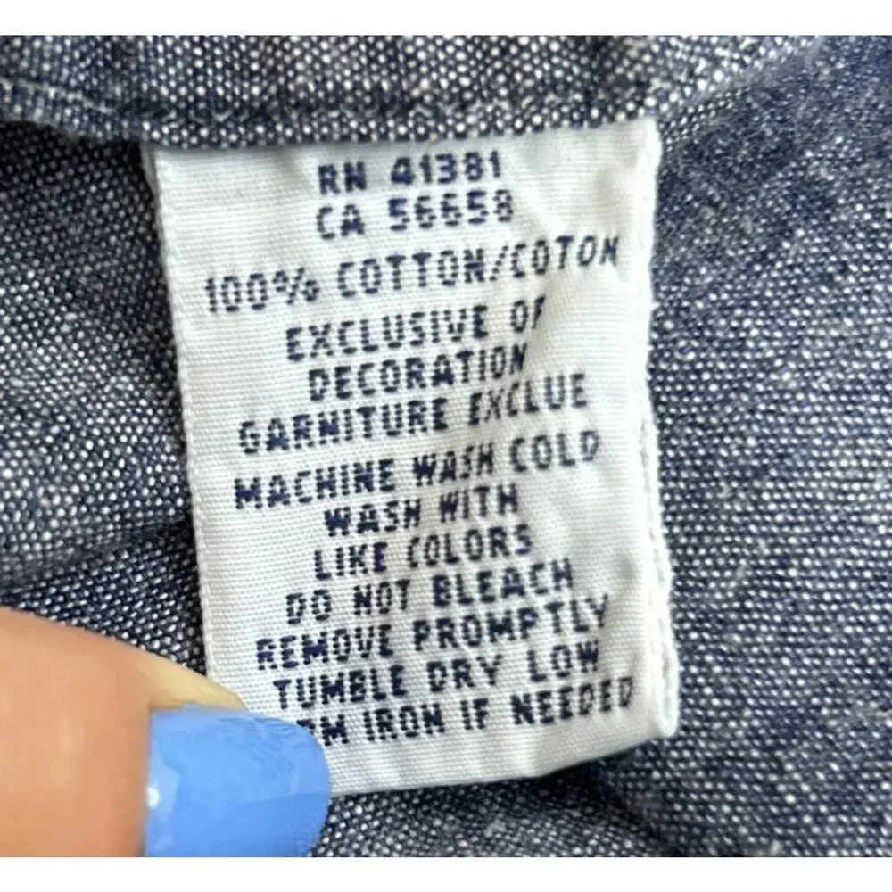 Vintage Polo Ralph Lauren Denim Button Down Shirt Men’s L Blue Custom Fit Preppy